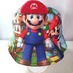 Super Mario Bros Reversible Bucket Hat Youth OSFM Nintendo Mario